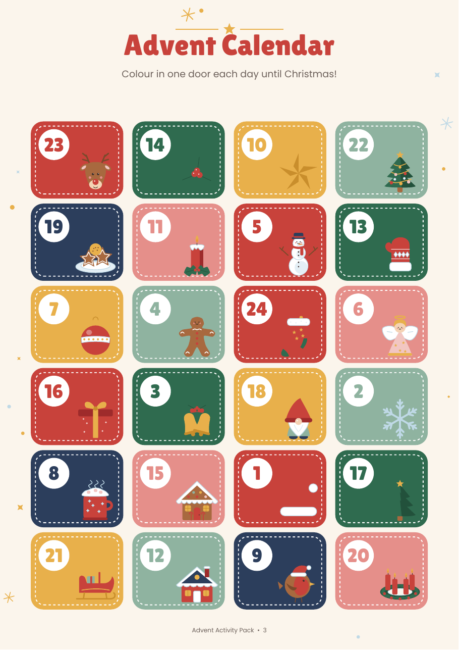 Advent Activity Pack — 24 Days of Christmas Fun for Kids (Printable PDF)