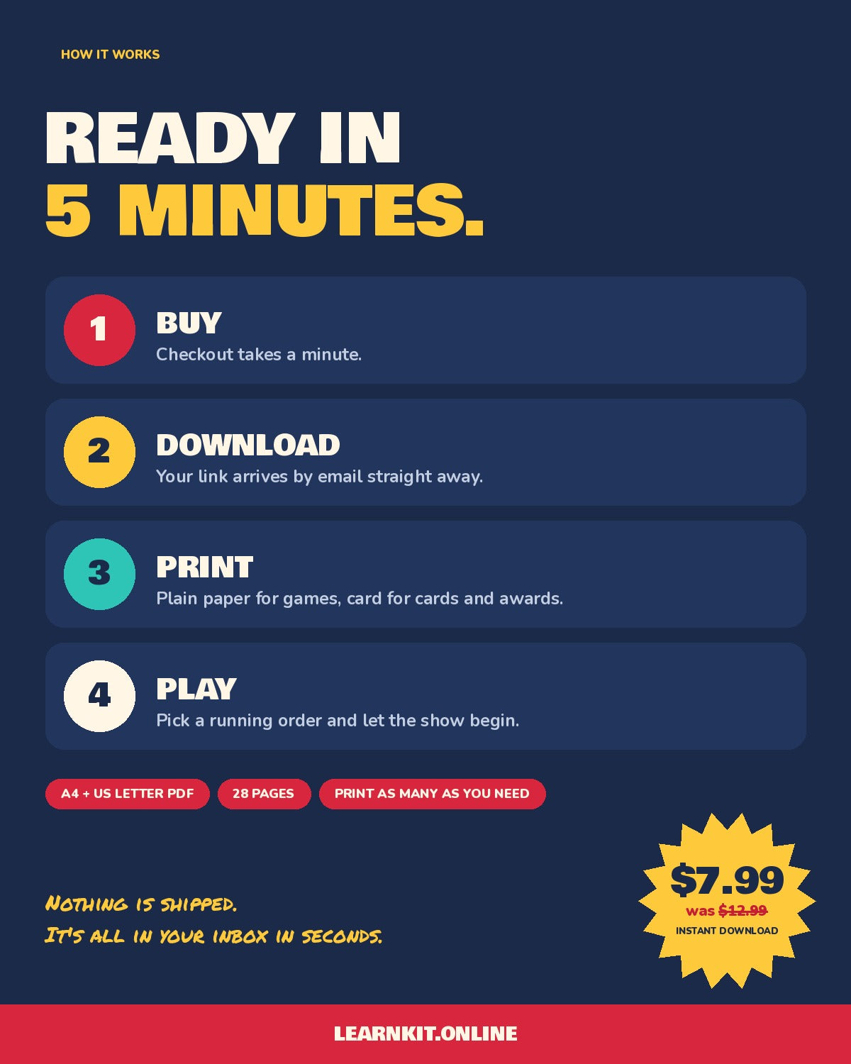 Christmas Game Night: 12 Printable Party Games + Host Kit (A4 + US Letter)