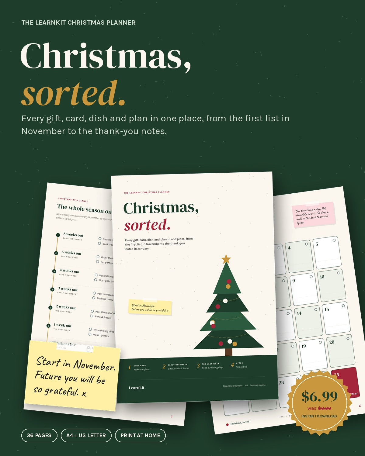 Christmas Planner: Christmas, Sorted. 36-Page Printable Holiday Organizer (A4 + US Letter)